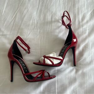 Gucci Red Patent Leather Double G Ankle Strap NWB